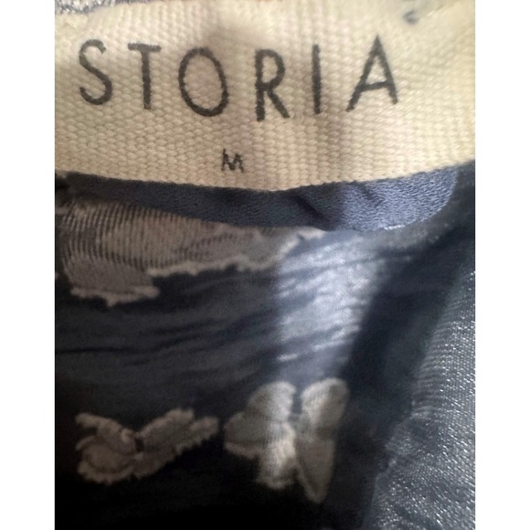 Storia Romantic Floral Babydoll Mini Dress Blue Puff Sleeve Cottage Medium - Picture 8 of 9